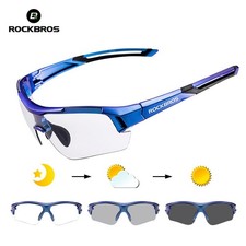 ROCKBROS Photochromic Cycling Sunglasses Transparent Rimless Goggles UV400 Glass
