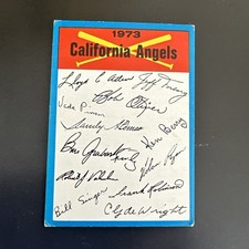 1973 Blue California Angels Checklist Marked Rare