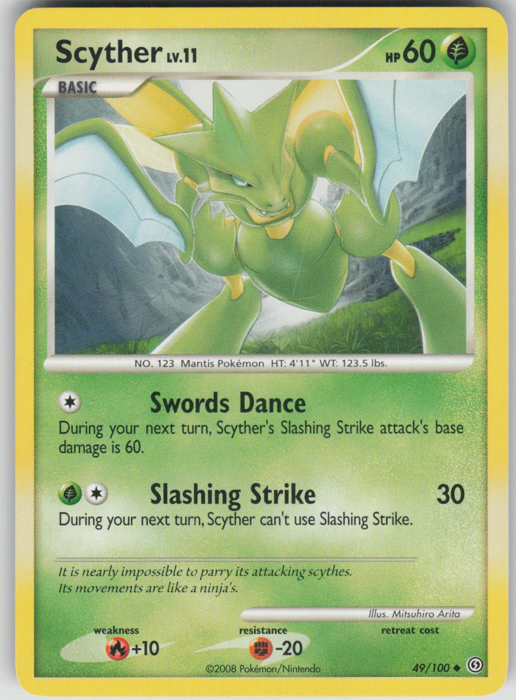 Pokemon TCG Scyther Uncommon Stormfront 49/100