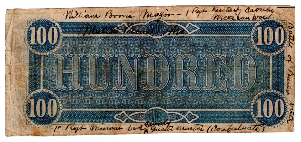 $100 Confederate 1864 T-65 F-VF Pickens Autograph WILLIAM BOONE MAJOR AvenueCoin - Image 2 of 2