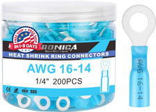 200 terminales de anillo termorretr ctil de 1/4" para cables de calidad marina