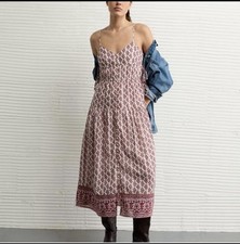 NWT Boho American Eagle Berry V Neck Side Tie Midi Dress women's Size XS