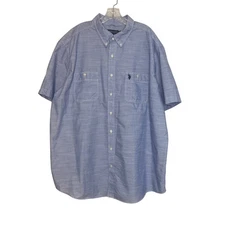 U.S. Polo Assn. Short Sleeve Button Down Shirt Mens 2XLT Tall Blue New