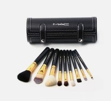 M.A.C Cosmetic Brush Set: 9 Brushes + Mirror & Case-Very Fast UK delivery.