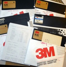 6 Vintage Floppy Diskettes 5.25 w/ Sleeves