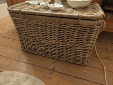 Rattan Truhe Aufbewahrungsbox mit Deckel Korb...