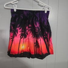Unbranded Swim Trunks Mens Small Multicolor Tropical Sunset Palm Tree Mesh
