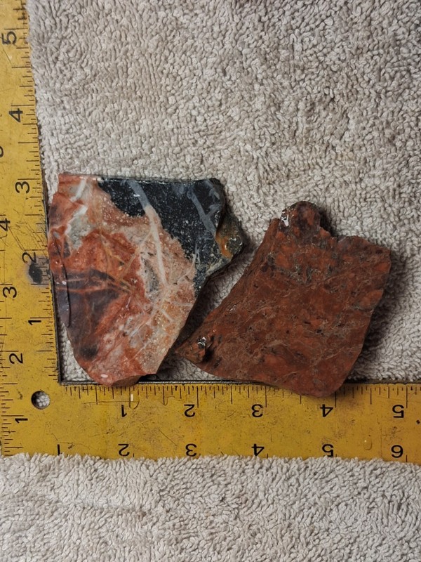 Rough 2 Slab Lot Windy Mtn. Rhyolite And Red Jasper 170g. Combined Avg. 1/4" 