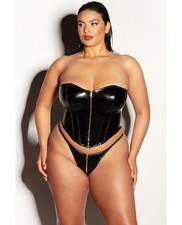 Plus Size Corset Lingerie Plus Size FETISH Rider Vinyl Bustier wFront Black