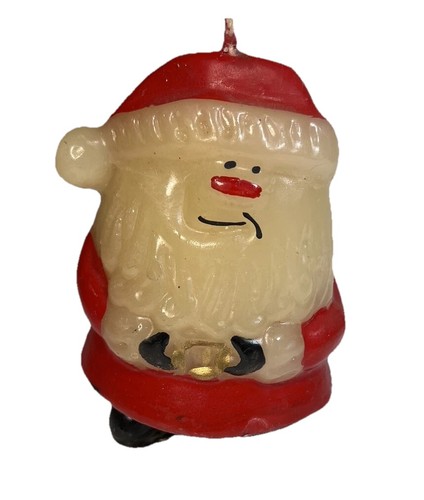 Vintage Christmas Large Happy Santa Wax Candle 6" Very Good  Made in Hong Kong