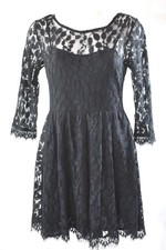 Free People Lace Dress Black Sheer Zip Goth Cocktail Mini Holiday Party Women XS