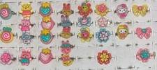 Lot of 28 Toddler Little Girl Adjustable Rings Loose Resin Cartoon Flowers Bows