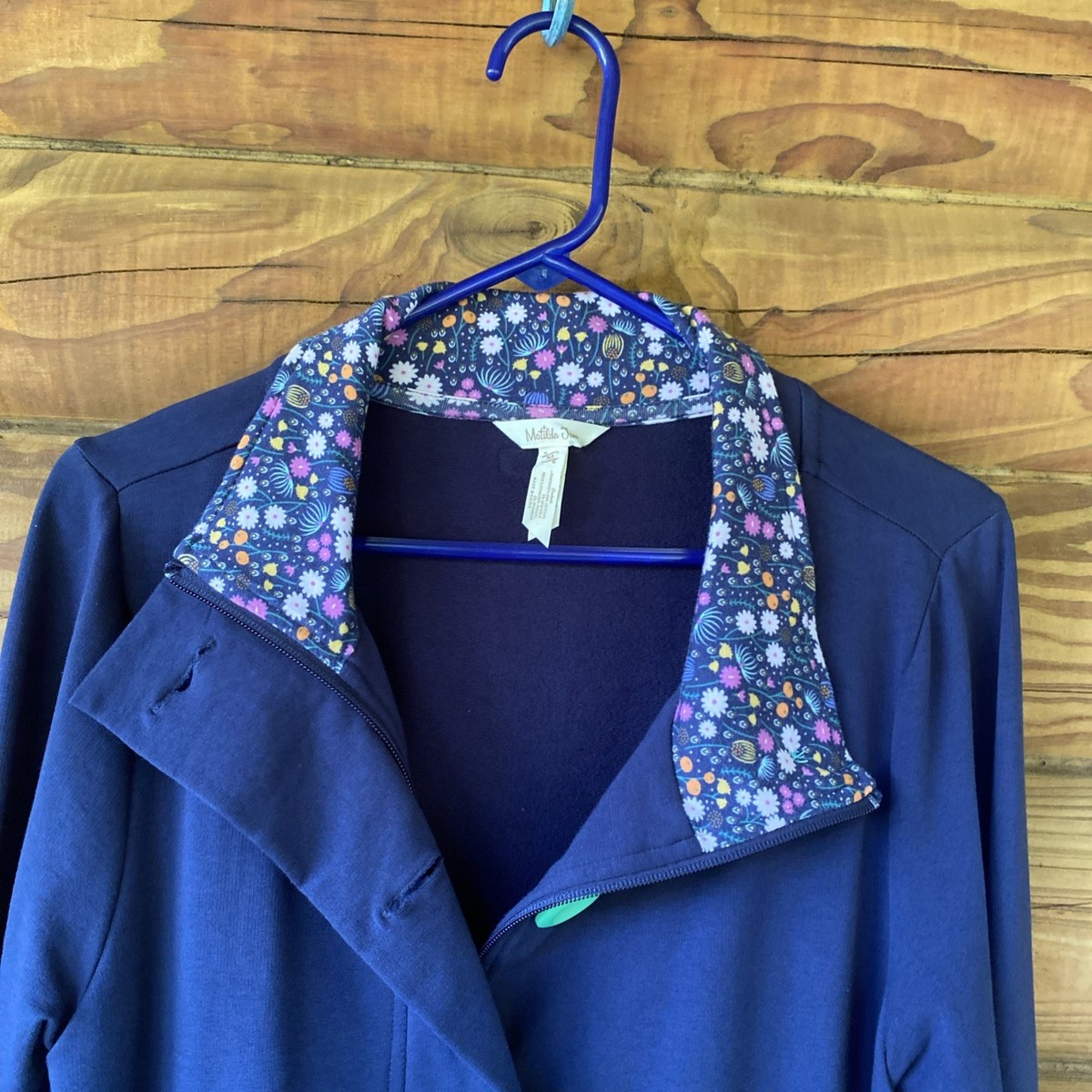 Woman MATILDA JANE Navy Blue Green Million Little Things Ruffle Jacket Sz Med View 3
