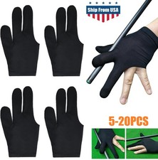 20PCS 3 Fingers Billiard Cue Pool Gloves Snooker Left Hand Nylon Accessories USA