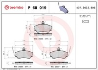 Brembo P 68 019 Bremsbelagsatz, Scheibenbremse For Renault