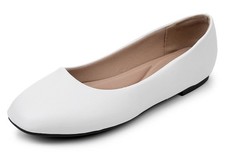 VenusCelia Women's Tile-Toe Flat Shoe 9 White Pu
