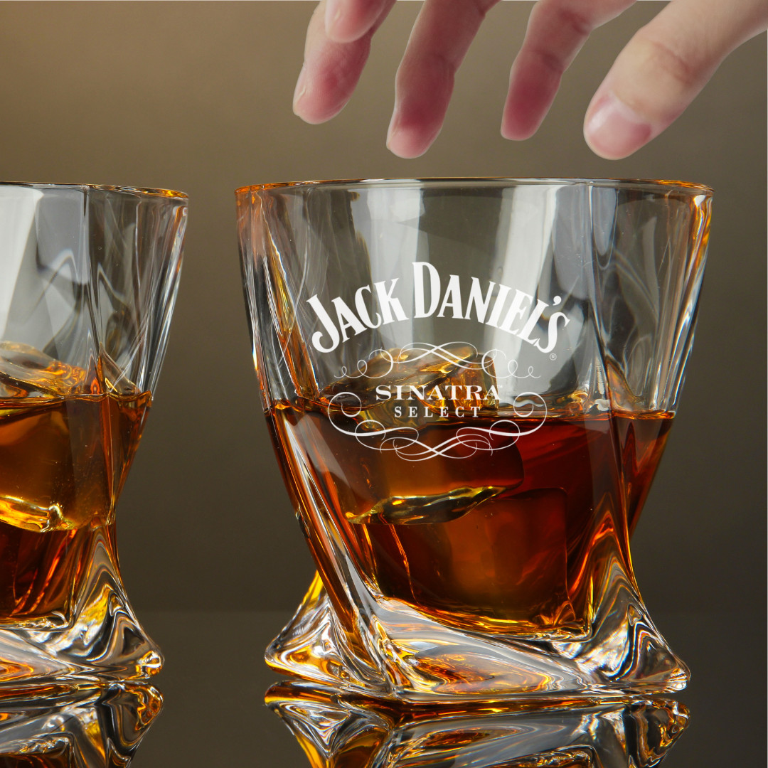 Custom Engraved Jack Daniels Sinatra Select Whiskey Glass – 10 oz Twisted Rocks