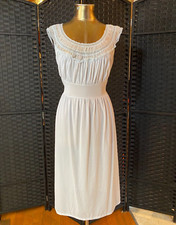 Vintage 60s SEAMPRUFE BALLERINA GOWN Small 38 ICE BLUE Pleated SHEER Nightgown
