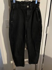 Zara Women Size 4 /EUR 36 Black Denim Balloon Leg Pants Jeans Stretchy Waist NEW