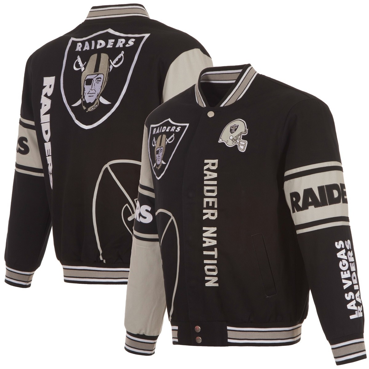 NFL Las Vegas Raiders JH Design Cotton Twill Full-Snap Embroidered