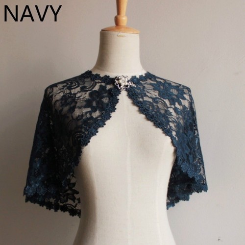 Bridal Lace Shrug Bolero Cape Wrap Jacket Shawl Tippet Tulle Wedding Floral Trim - Picture 7 of 21