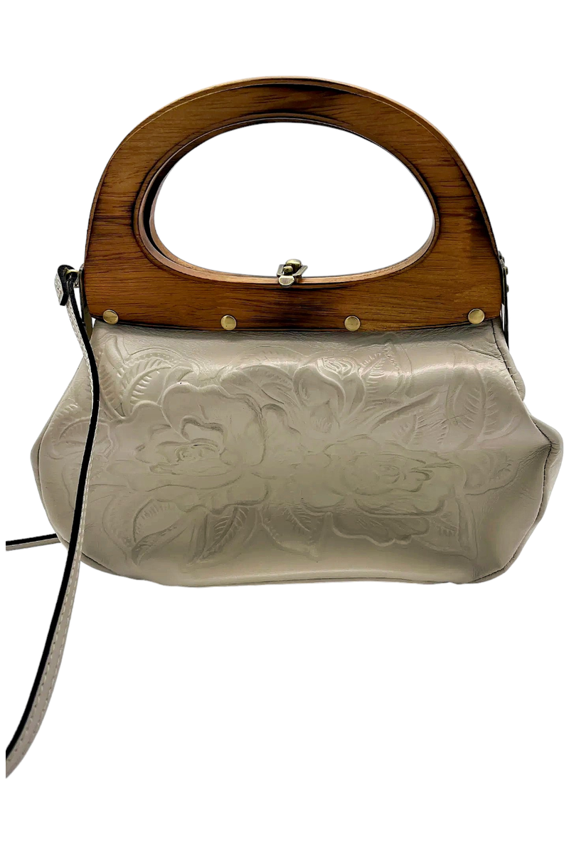 Patricia Nash Mirabella Wood Frame Leather Crossbody Latte | eBay