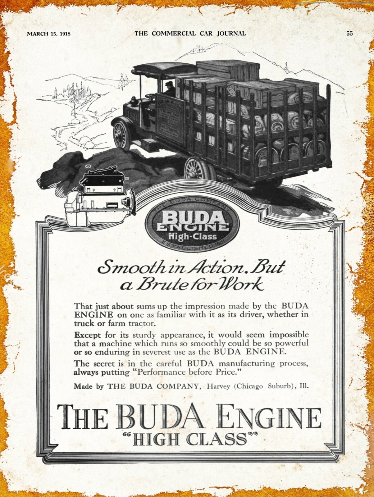 1918 Buda Engine Company New Metal Sign Chicago, Harvey, Illinois eBay