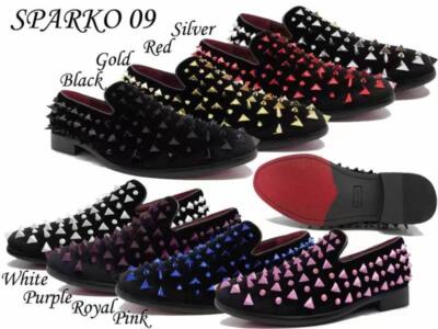 designer dress shoes with spikes Men's Vintage Spike Dress Loafers Slip On Fashion Shoes Classic Tuxedo Dress  Sho