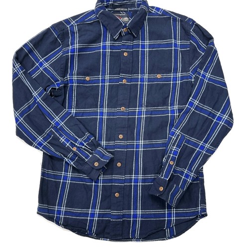 Old Navy Vintage Flanell Hemd mit Knopfleiste Herren mittelblau kariert langarm