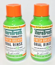 2 TheraBreath Fresh Breath Oral Rinse Mild Mint TSA Compliant TRAVEL Size 3oz