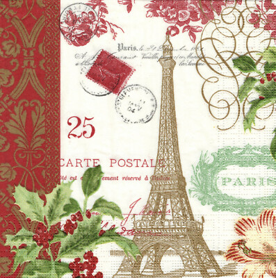 4 lose Lunch Servietten Napkins Paris Eiffelturm Postcard