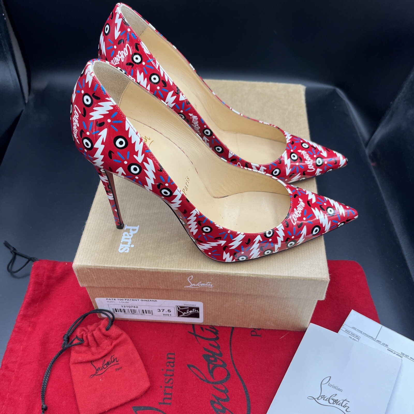 Christian Louboutin Kate 100 Red Ginzana Patent Stiletto Heels Uk 4.5 Eu 37.5