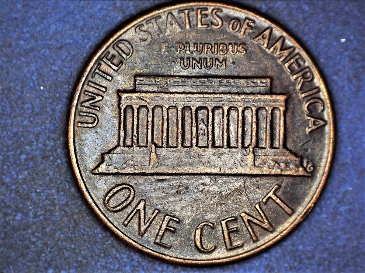 1976 D Lincoln Penny , Error Double Die , mint error , faded
