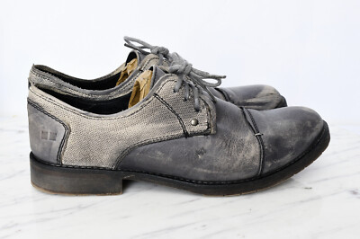 BED STU Gray Leather Cap Toe Casual Laced Up Oxfords Comfort  display picture 1