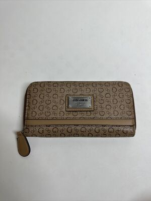 G by GUESS Women's Robin Zip-Around Wallet Tan Brown