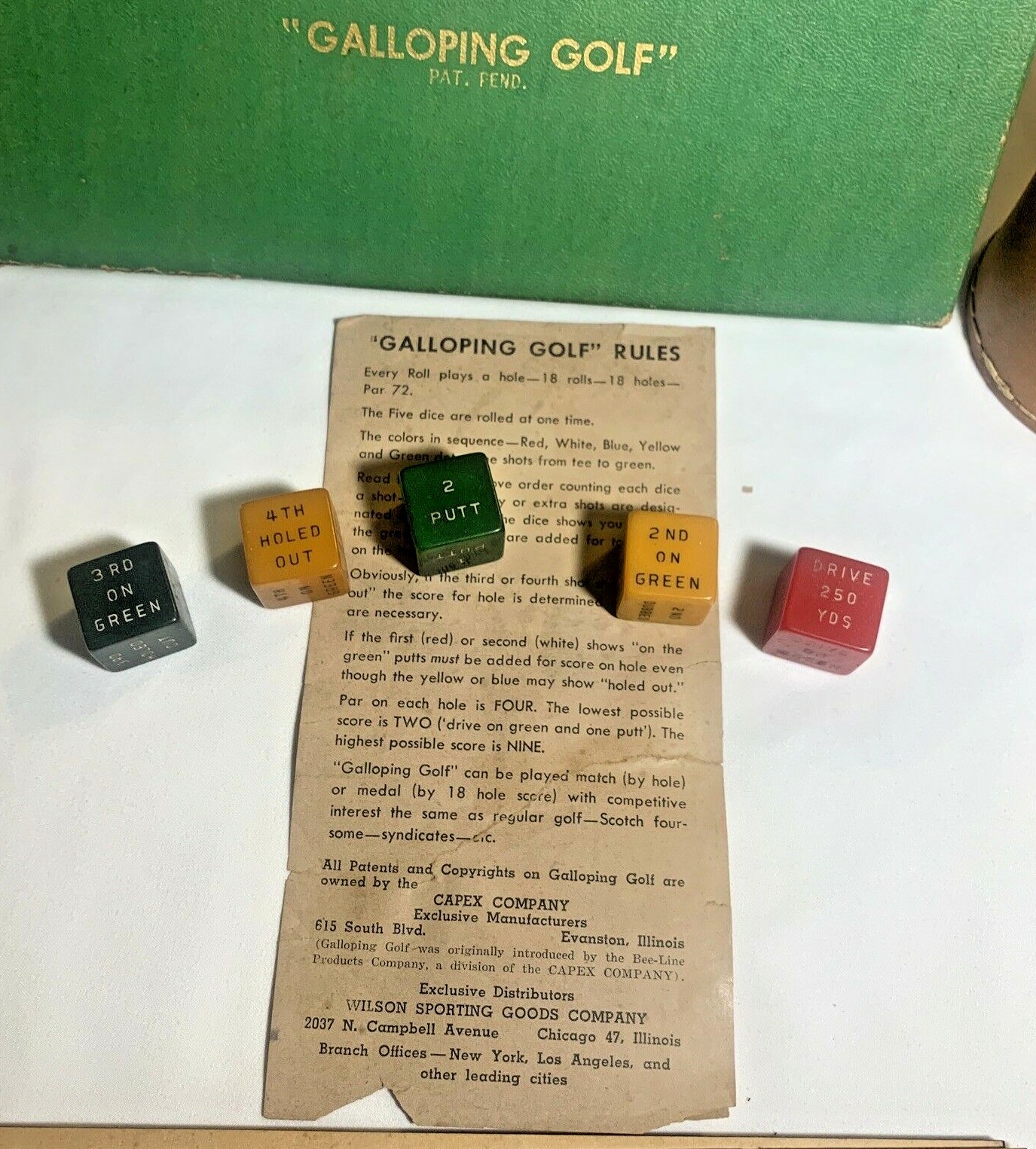Vintage Galloping Golf Dice Game w/ Instruction 1940s 1950s Capex Co USA |  eBay