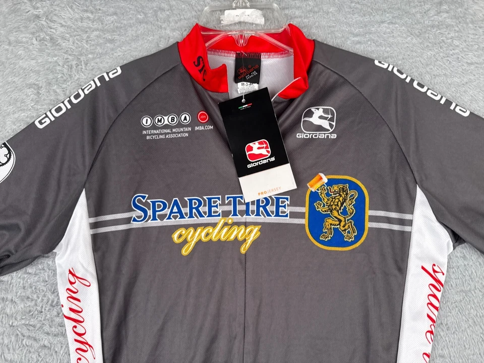 Giordana Cycling Jersey Adult Medium Gray White 1/2 Zip Sparetire Cycling Beer - Image 4 of 4