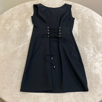 Divided by H&M Womens Black Lace Up Front Side Zip Fit & Flare Dress Size  10 | eBay