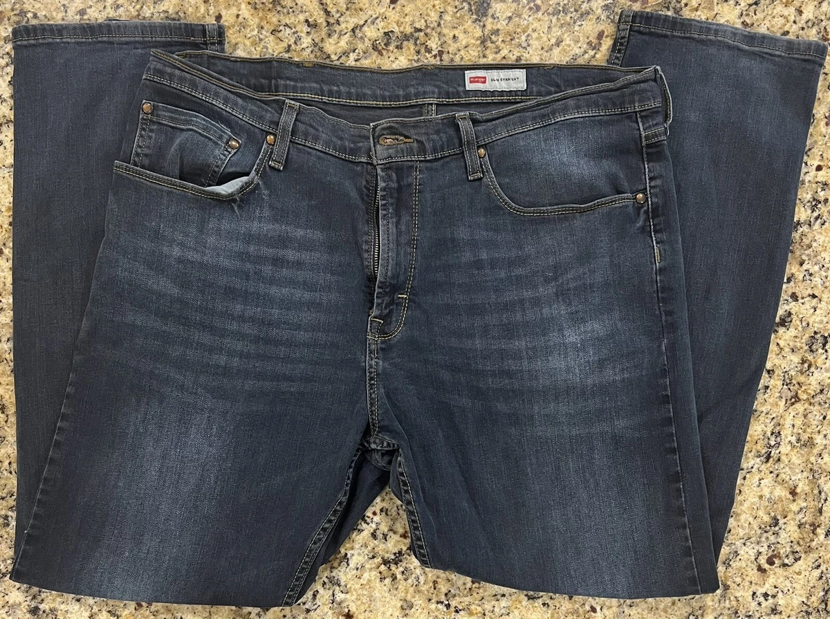 Wrangler Slim Straight Leg Mens Dark Wash Jeans 92FNWGA 38x30