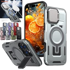 Case For iPhone 16 15 14 13Pro Max Magnetic Mag Safe w/Camera Stand Rugged Cover