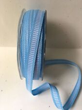 3/8" Grosgrain Ribbon w/ Horizontal Lines-May Arts - 333-34 Blue/White - 50 Yds.