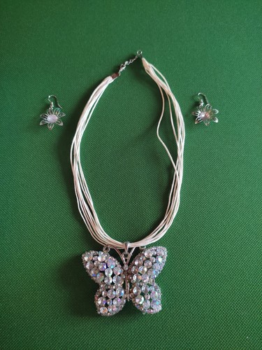 XL Schmetterling Halskette groß Mode Schmuck Set Vintage funkelnde Straußsteine