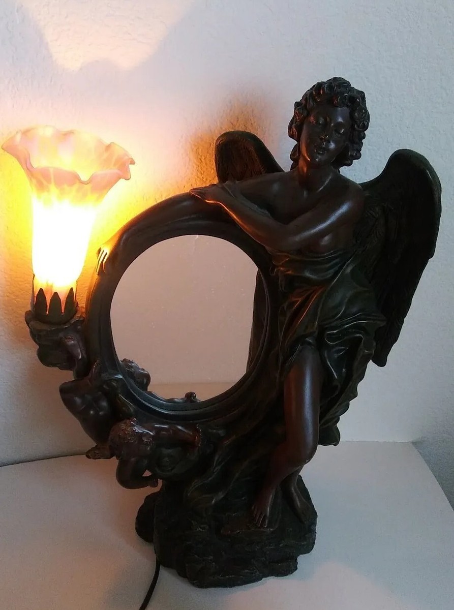 Vintage Art Deco Nouveau Resin Tulip Shade Lady Angel Vintage Art Deco Nouveau Resin Tulip Shade Lady Angel