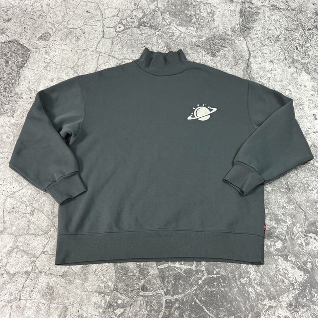 Levis Sweatshirt Mens Small Gray Mock Neck Saturn Planet Embroidered Pullover