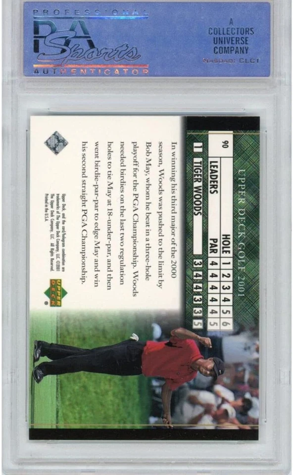Graded 2001 Upper Deck UD Golf Tiger Woods #90 Rookie RC Golf Card PSA 10 Gem Mi - Image 2 of 2