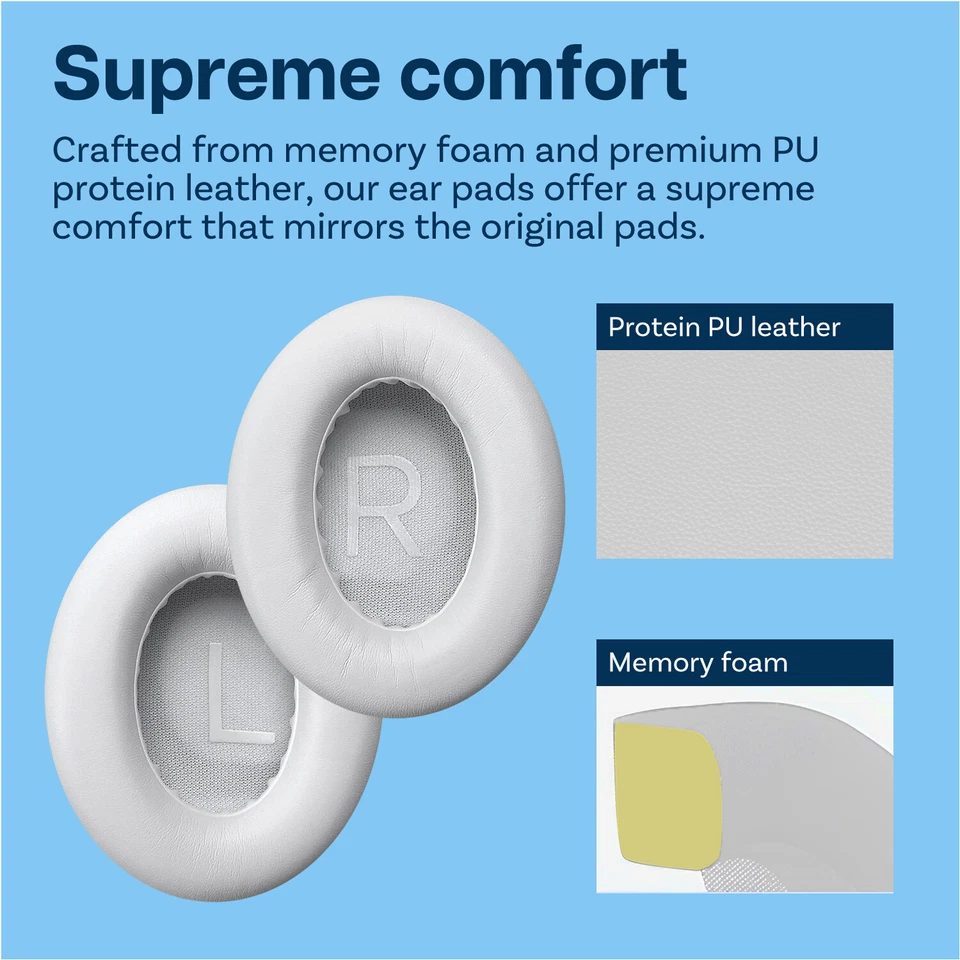 Cuscinetti Ricambio per Bose NC700 Noise Cancelling Cuffie - Memory Foam -Bianco - Immagine 3 di 4