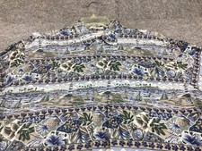 Pierre Cardin Shirt Mens Medium Blue Button Up Hawaiian Beach Palm Trees