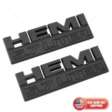 2pcs Hemi 5.7 LITER Side Fender Emblem Badges 3D Decal for RAM 1500 Blackout
