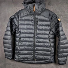 Fjallraven Keb Touring Down Jacket Mens Large Black Lightweight Hooded