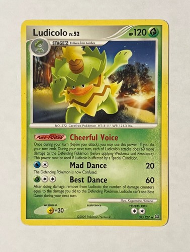 Ludicolo 34/127 Rare Platinum Pokemon Moderately Played